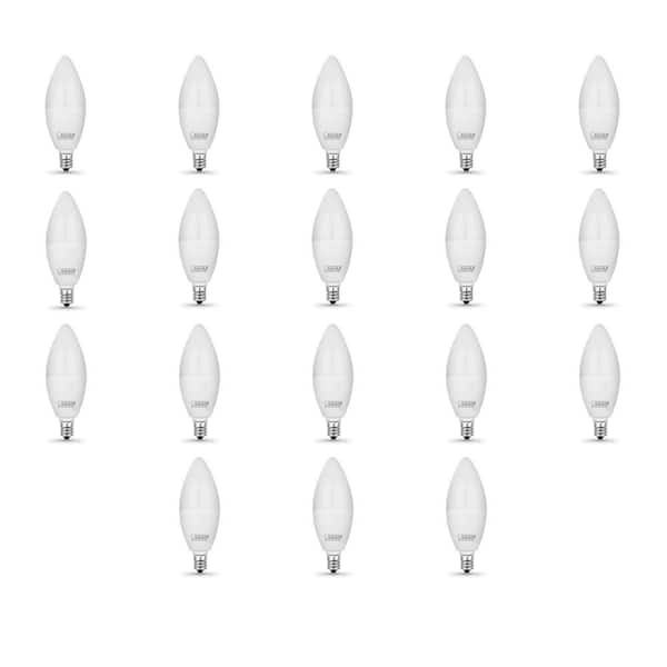 40-Watt Equivalent B10 E12 Candelabra Non-Dimmable Frosted Glass Chandelier LED Light Bulb, Warm White 3000K (18-Pack)