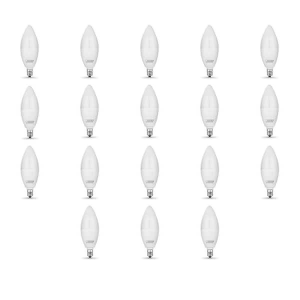 Feit Electric 40-Watt Equivalent B10 E12 Candelabra Non-Dimmable Frosted Glass Chandelier LED Light Bulb, Warm White 3000K (18-Pack)