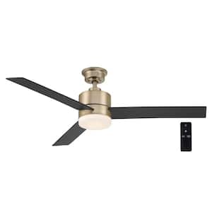 Madison 52 in. Indoor Brushed Gold Ceiling Fan with Adjustable White Integrated LED with Remote Included