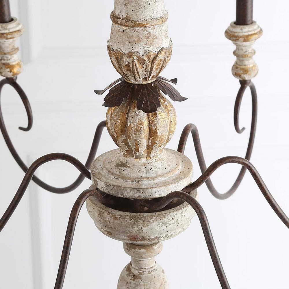 Rustic French Country 6-Light Distressed Wood Chandelier