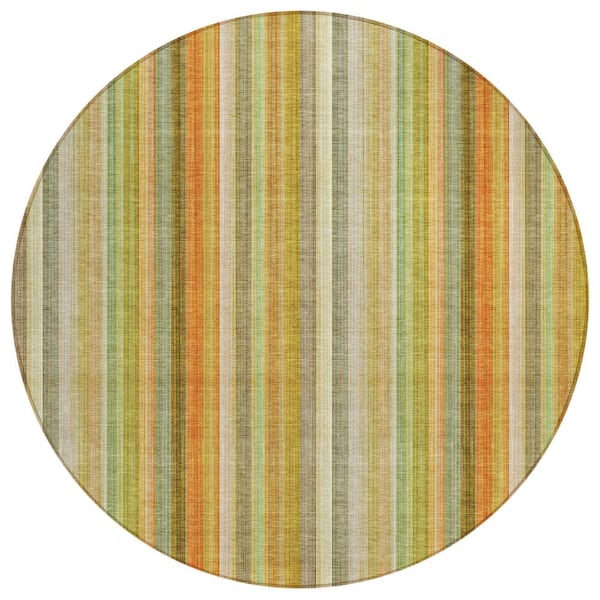 Chantille ACN543 Khaki 8 ft. x 8 ft. Round Machine Washable Indoor/Outdoor Geometric Area Rug