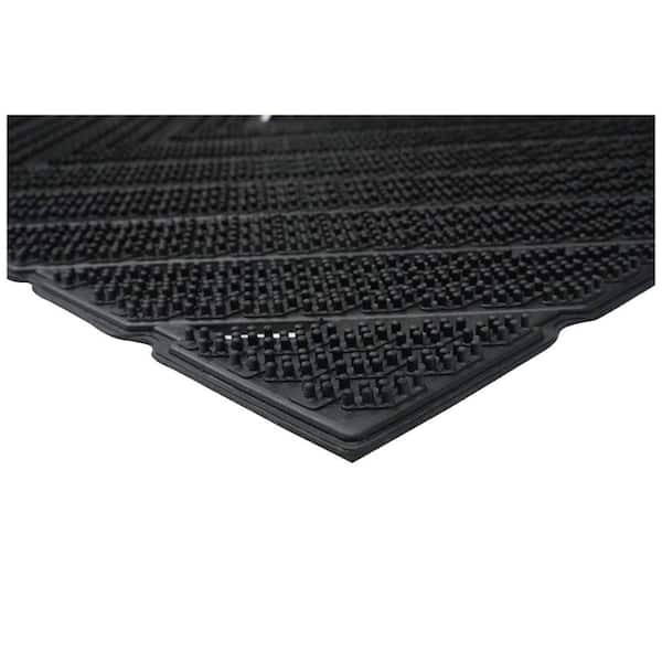 Chevron Rubber 18 in. x 30 in. Indoor/Outdoor Black Doormat
