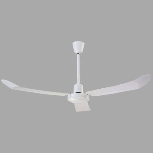 Unbranded Industrial 56 in. Indoor Loose Wire White Ceiling Fan with 3 Metal Blades and 16 in. Downrod
