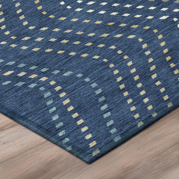 Chantille Machine Washable Indoor/Outdoor Abstract ACN2992 Navy 8 ft. x 10 ft. Area Rug