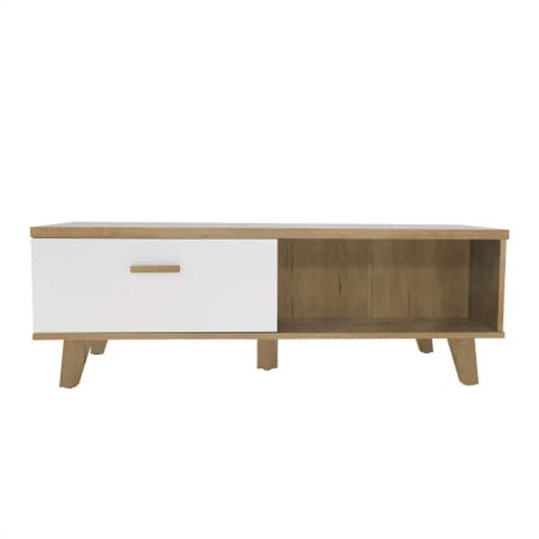 Donason 47.20 in. Natural Small Rectangle Wood Coffee Table with Drawers