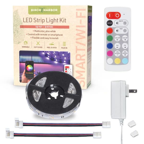 Multicolor 16 ft. Plugin RGBW Smart Integrated LED Dimmable Strip Light Kit with Remote