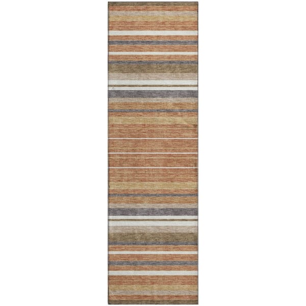 Mayfield Premium Machine Washable Abstract AMF2330 Paprika 2 ft. x 7 ft. Runner Rug