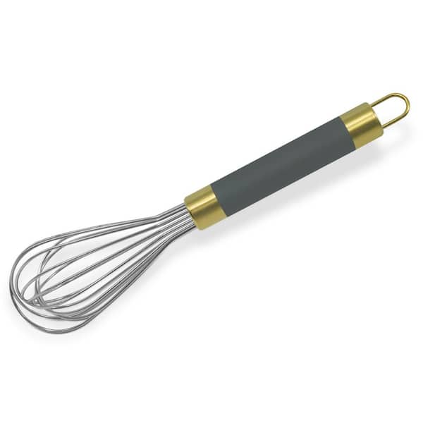 12 in. Professional Gold Heavy Duty Whisk with Grey Handle