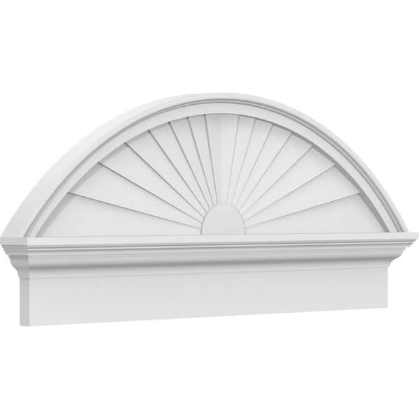 Ekena Millwork 2-3/4 in. x 38 in. x 16-3/8 in. Segment Arch Sunburst Architectural Grade PVC Combination Pediment
