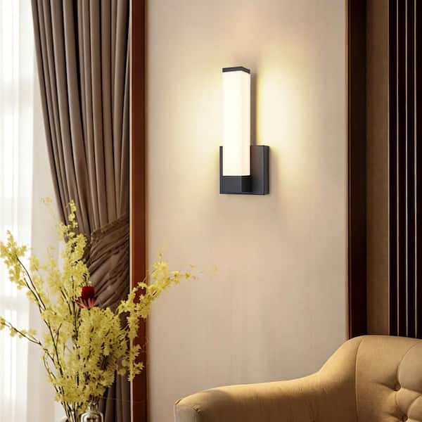 1-Light 2-Pack Black Dimmable LED Wall Sconce, Modern Wall Lighting for Bedroom, Bathroom, Living Room (2-pack)