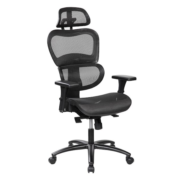 Techni Mobili Black Mesh High Back Executive Office Chair with Neck Support