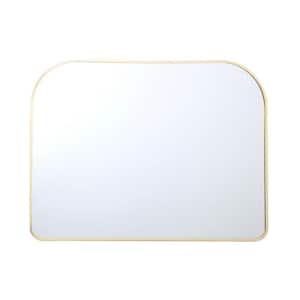 40 in. x 30 in. Modern Home Gold Metal Modern Arched Mantel Mirror