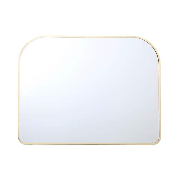 Unbranded 40 in. x 30 in. Modern Home Gold Metal Modern Arched Mantel Mirror