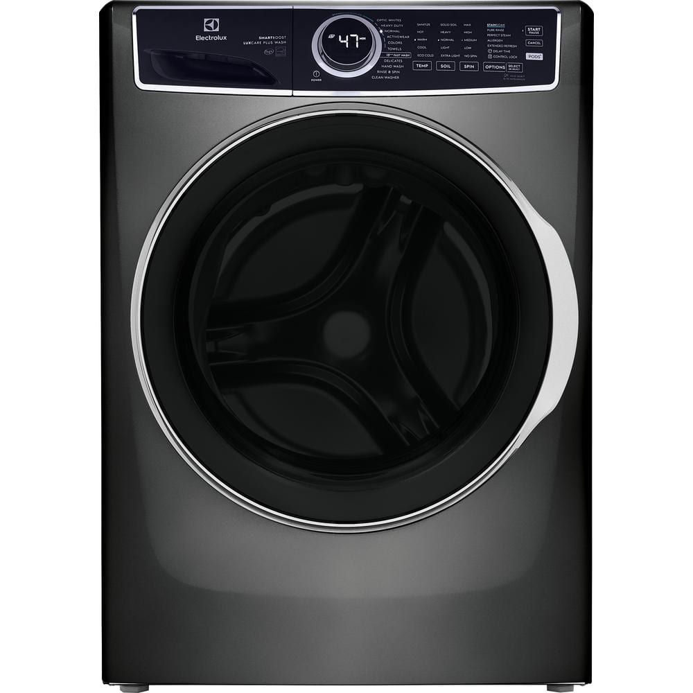 Electrolux 4.5 cu. ft. Stackable Front Load Washer in Titanium with SmartBoost, Optic Whites, and Pure Rinse, Silver