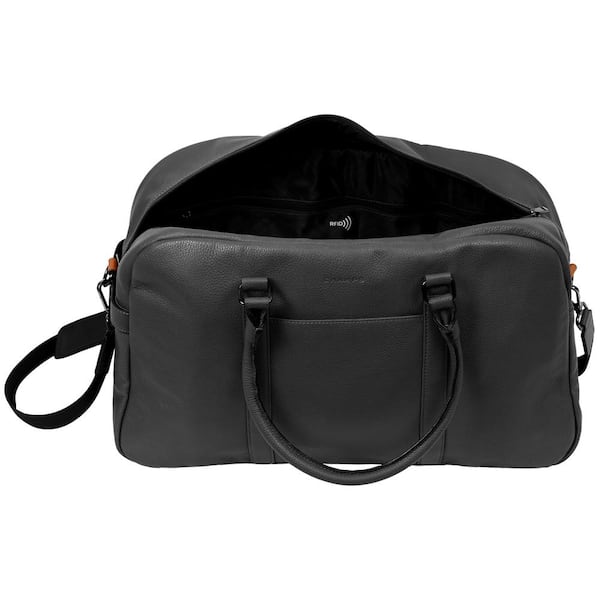 CHAMPS Onyx Collection 20 in., Black Leather Duffle Bag Backpack 