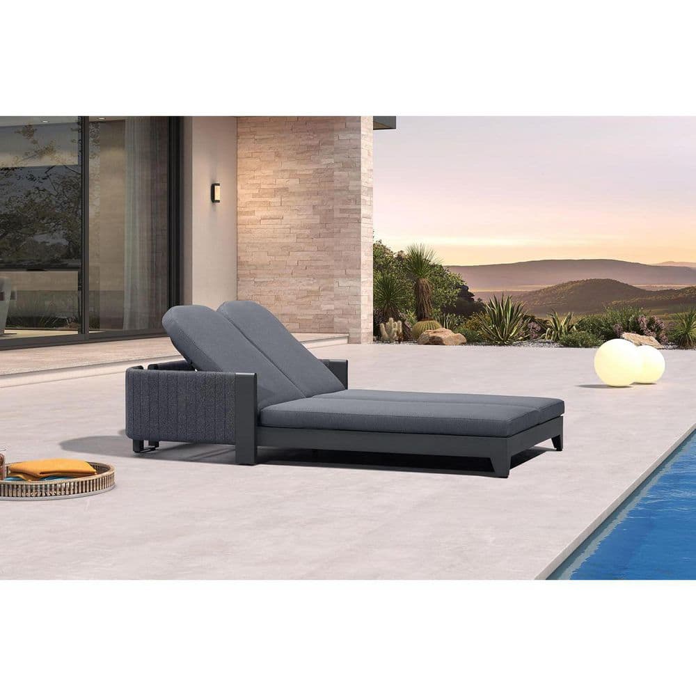 PURPLE LEAF Outdoor Chaise Lounge Chairs with Cushion 2-Person