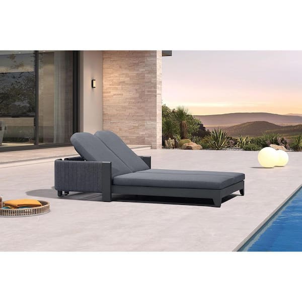 PURPLE LEAF Outdoor Chaise Lounge Chairs with Cushion 2-Person