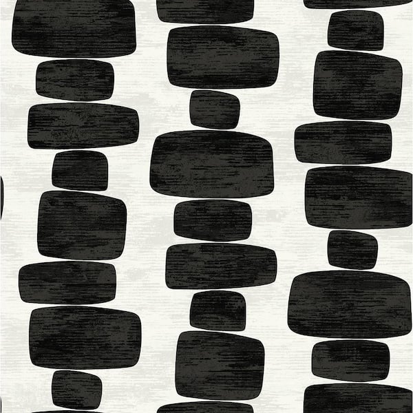 STACY GARCIA HOME Charcoal Stripe Block Vinyl Peel and Stick Wallpaper Roll (30.75 sq. ft.)