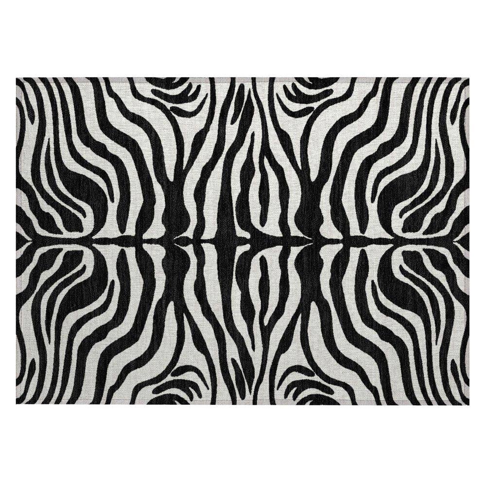 Black and White Zebra Pattern Washable Synthetic Rug