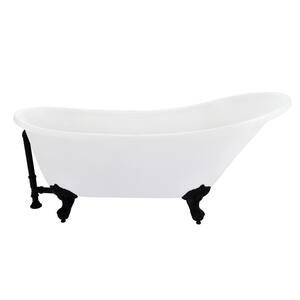 Fandi 64 in. Acrylic Clawfoot Soaking Bathtub in Glossy White