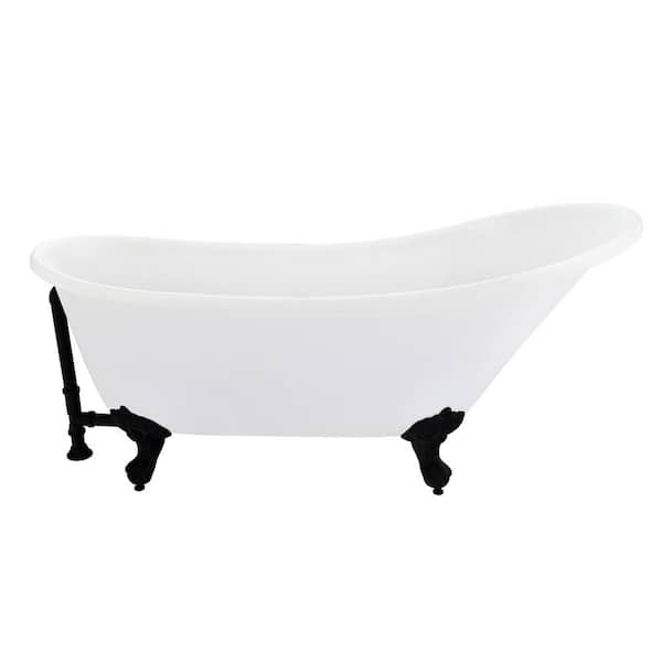 Altair Fandi 64 in. Acrylic Clawfoot Soaking Bathtub in Glossy White