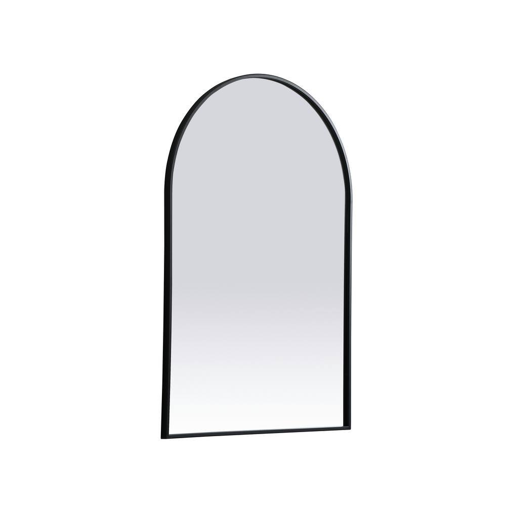 Black Metal Arch Wall Mirror with Vertical Mount