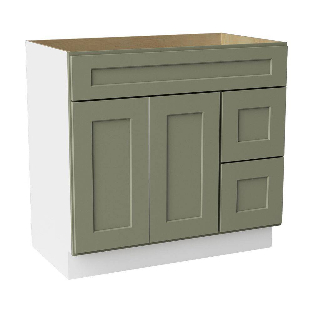 36 in. W x 21 in. D x 34.5 in. H Ready to Assemble Solid Wood Shaker Bath Vanity Combo Cabinet in Sage Green price history on PriceWatchPro