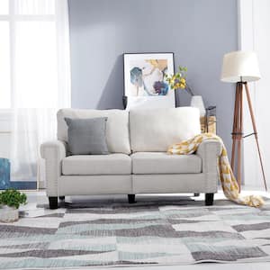 61 in. Beige Polyester 2-Seater Loveseat with Removable Cushions