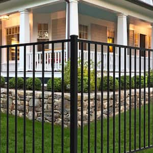 Newtown 2 in. x 2 in. x 6 ft. Black Aluminum Fence End/Gate Post with Flat Cap