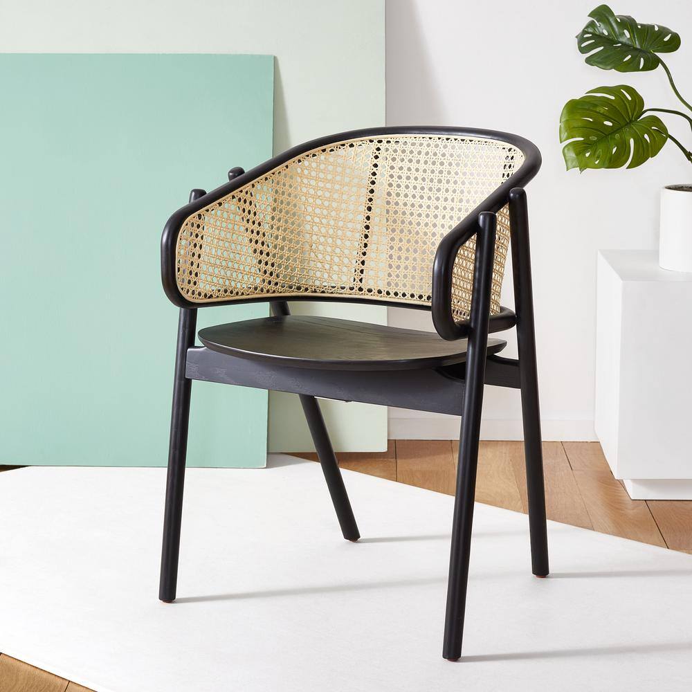 Emmy Black and Natural Rattan Cane Dining Chair