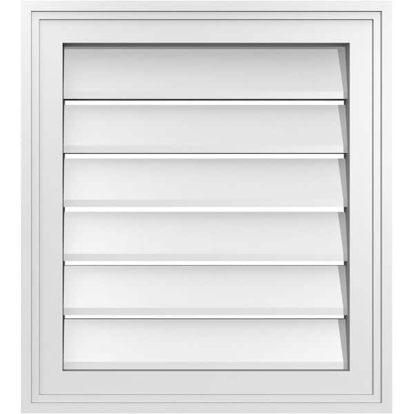 Ekena Millwork 18" x 20" Vertical Surface Mount PVC Gable Vent: Functional with Brickmould Frame