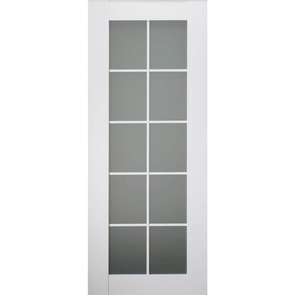 Smart Pro 28 in. x 80 in. No Bore 10-Lite Frosted Glass Polar White Wood Сomposite Interior Door Slab