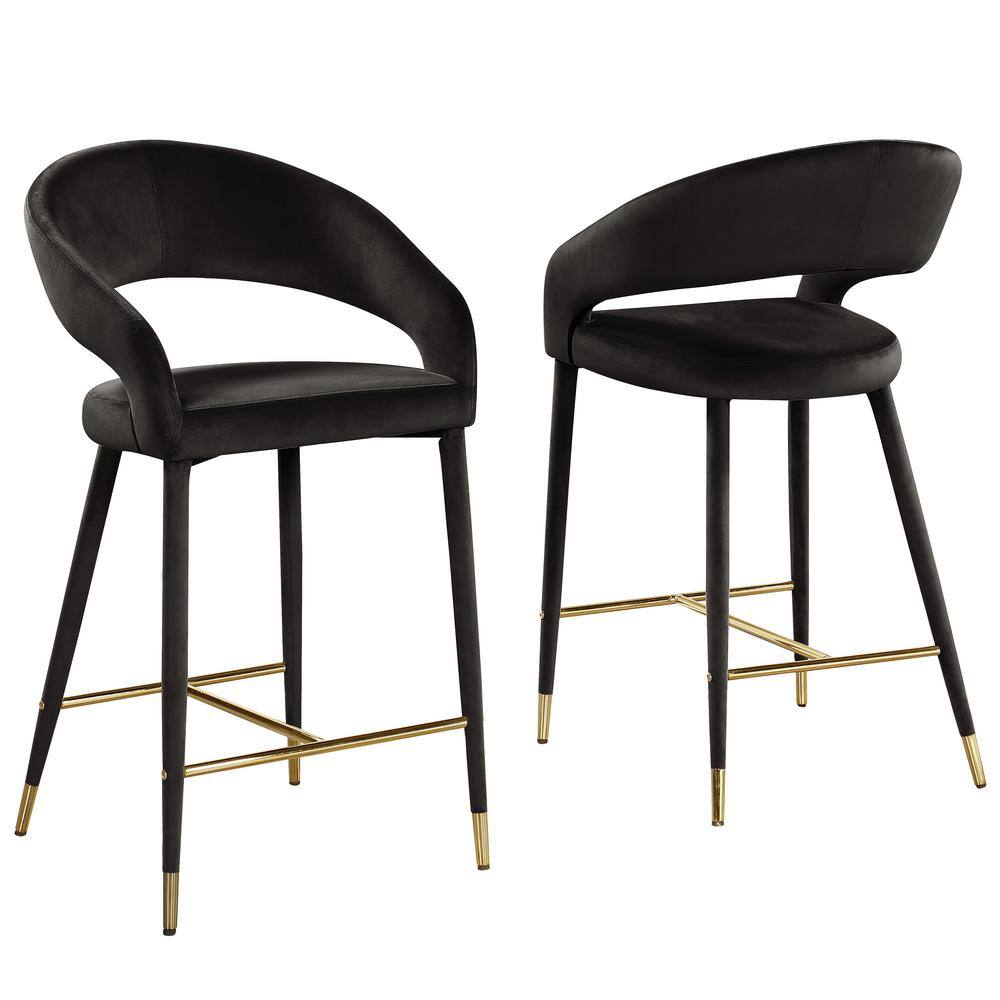 Best Master Furniture Jacques 37 in. H Velvet Black Counter Dining Chairs (Set of 2) JL022VB