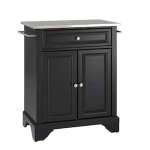 Lafayette Black Portable Kitchen Island with Stainless Steel Top
