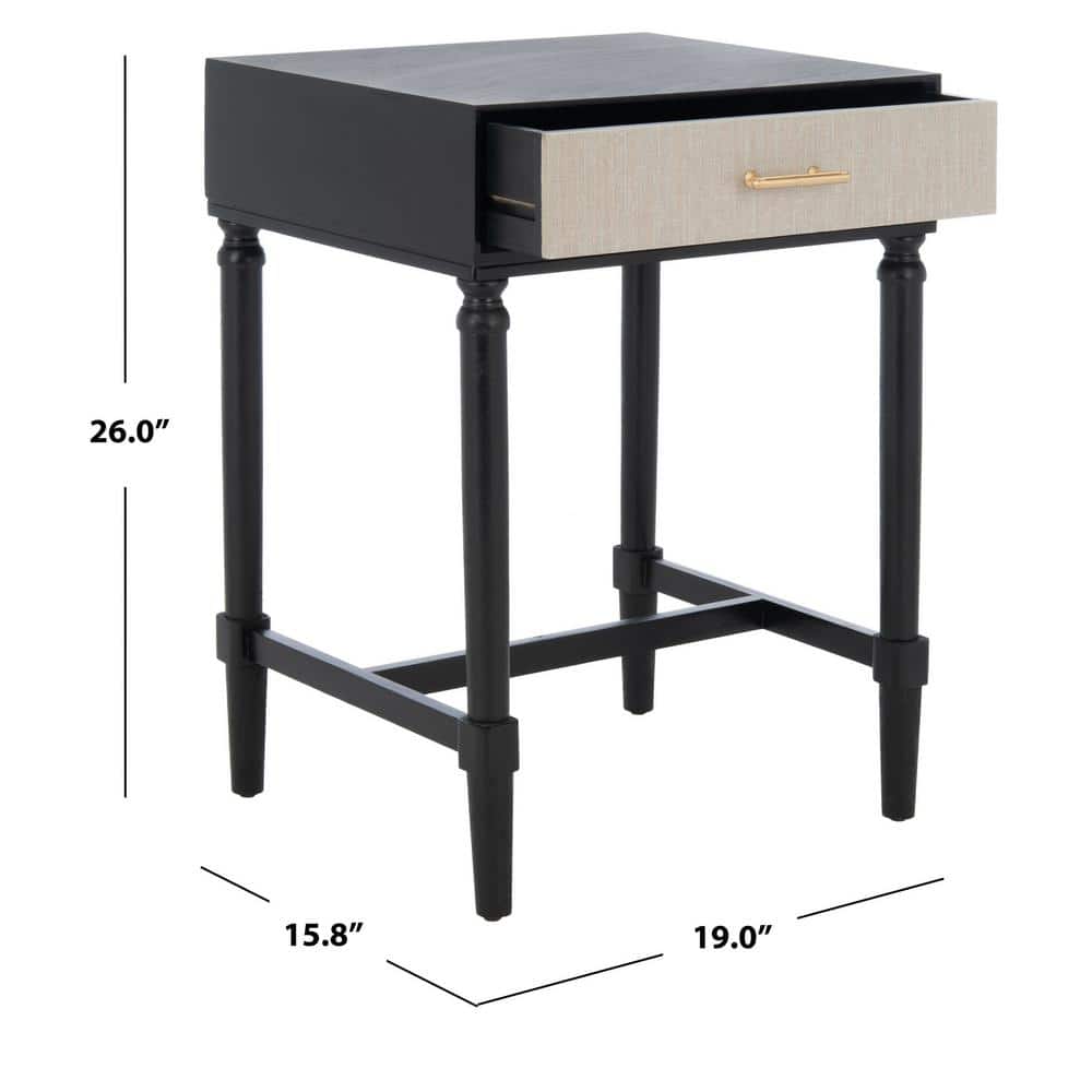 Estella Rustic Black Wood & Metal 1-Drawer Accent Table
