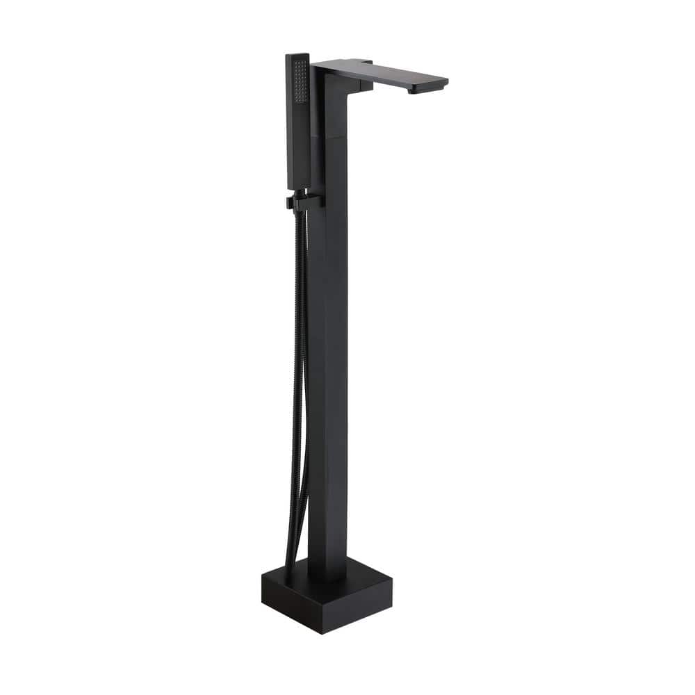 Matte Black Brass Freestanding Bathtub Faucet with Handshower