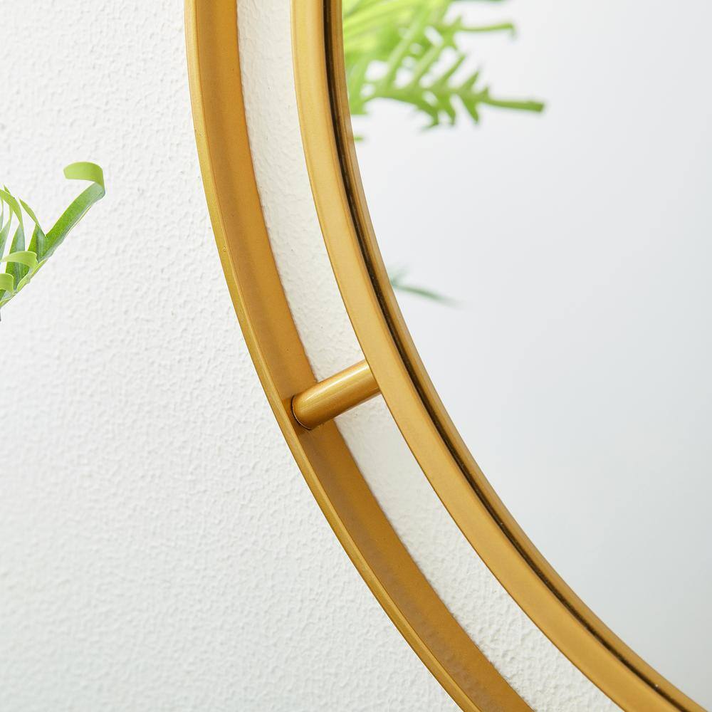 Deluxe Round Gold & Silver Iron Frame 24" Wall Mirror