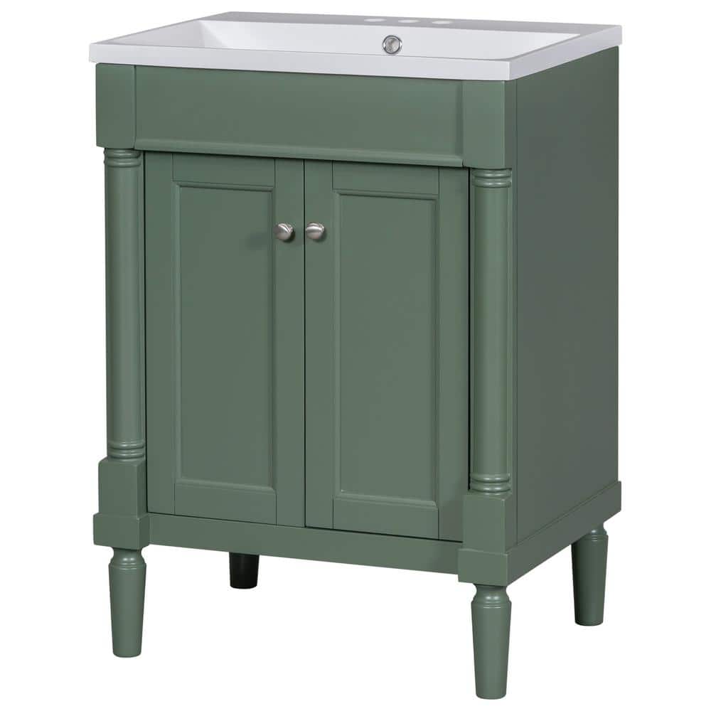 24 in. W x 18 in. D x 34 in. H Single Sink Freestanding Bath Vanity in Gree