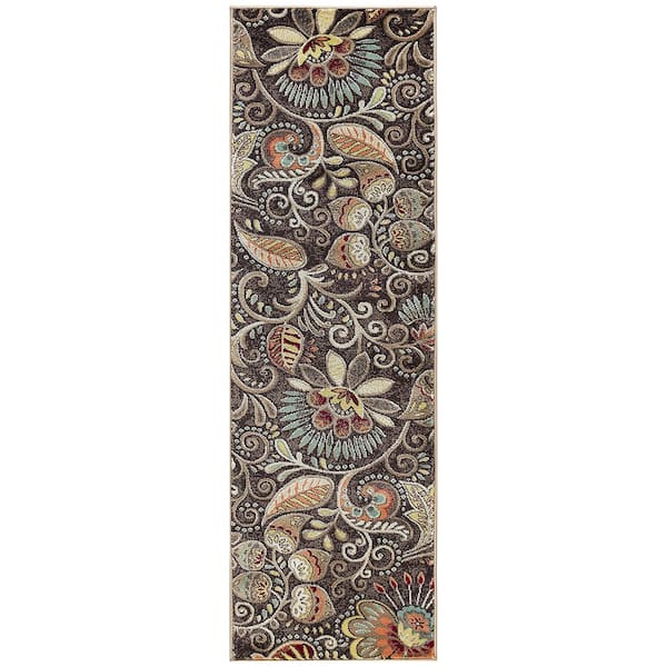 Capri Abstract Brown 2 ft. x 10 ft. Indoor Runner Rug