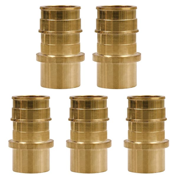 PLUMBFLEX 1 in. x 3/4 in. 90° PEX A x Female Sweat Expansion PEX Adapter, Lead Free Brass for Use in PEX A-Tubing, (5-Pack)
