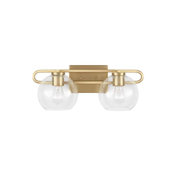 Generation Lighting Codyn 19.75 in. 2-Light Satin Brass Vanity Light with Clear Glass Shades