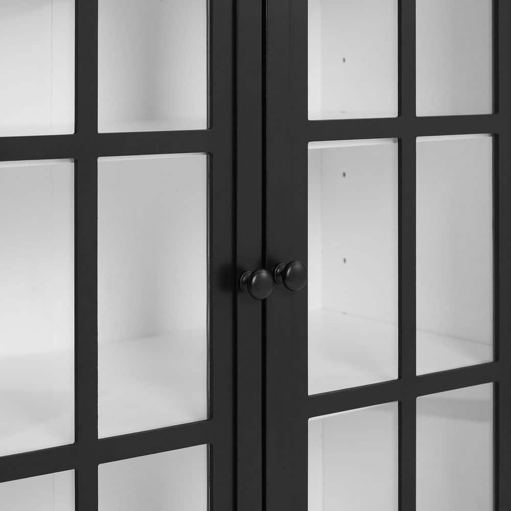 Tall White and Black Freestanding Storage Pantry with Adjustable Shelving