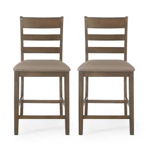 Woodbine 41.25 in. Antique Brown Upholstered Counter Stool (Set of 2)