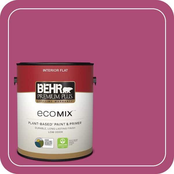 1 gal. #100B-7 Hot Pink Flat EcoMix Plant-Based Interior Paint & Primer