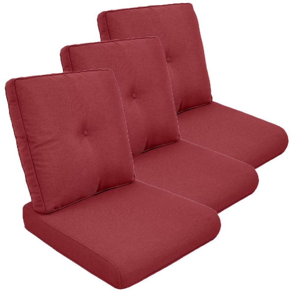 Gymojoy 22 in. x 25 in. 6-Piece Deep Seating Outdoor Lounge Chair Replacement Cushion and Back Pillow in Red