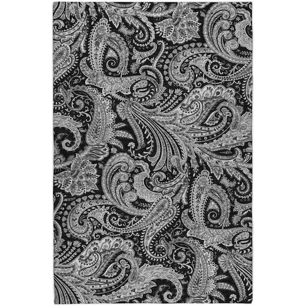 Dream Shag Premium Machine Washable Abstract ADS654 Black 9 ft. x 12 ft. Area Rug