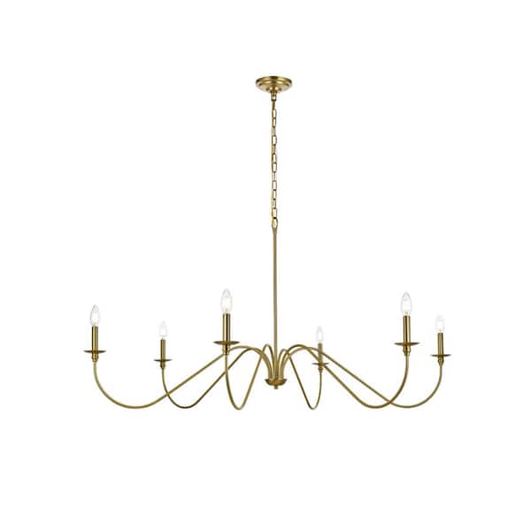 Unbranded 30 in. Home Living 6-Light Satin Gold Chandelier with No Bulbs included