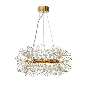31.5 in. 8-Light Modern Glam Interior Antique Bronze Gold Firework Crystal Chandelier For Living Room And Dining Room
