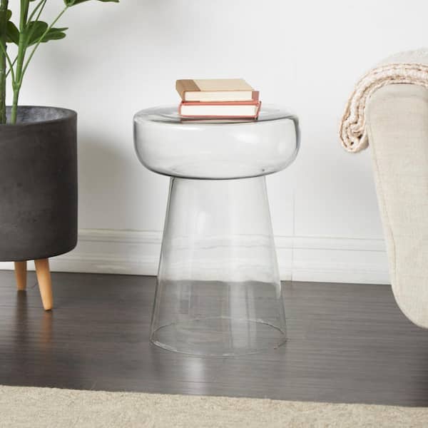 Litton Lane 14 in. Clear Modern Medium Round Glass End Table