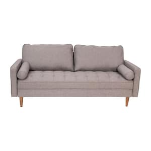 72 in. Square Arm Linen Straight Rectangle Sofa in Slate Gray